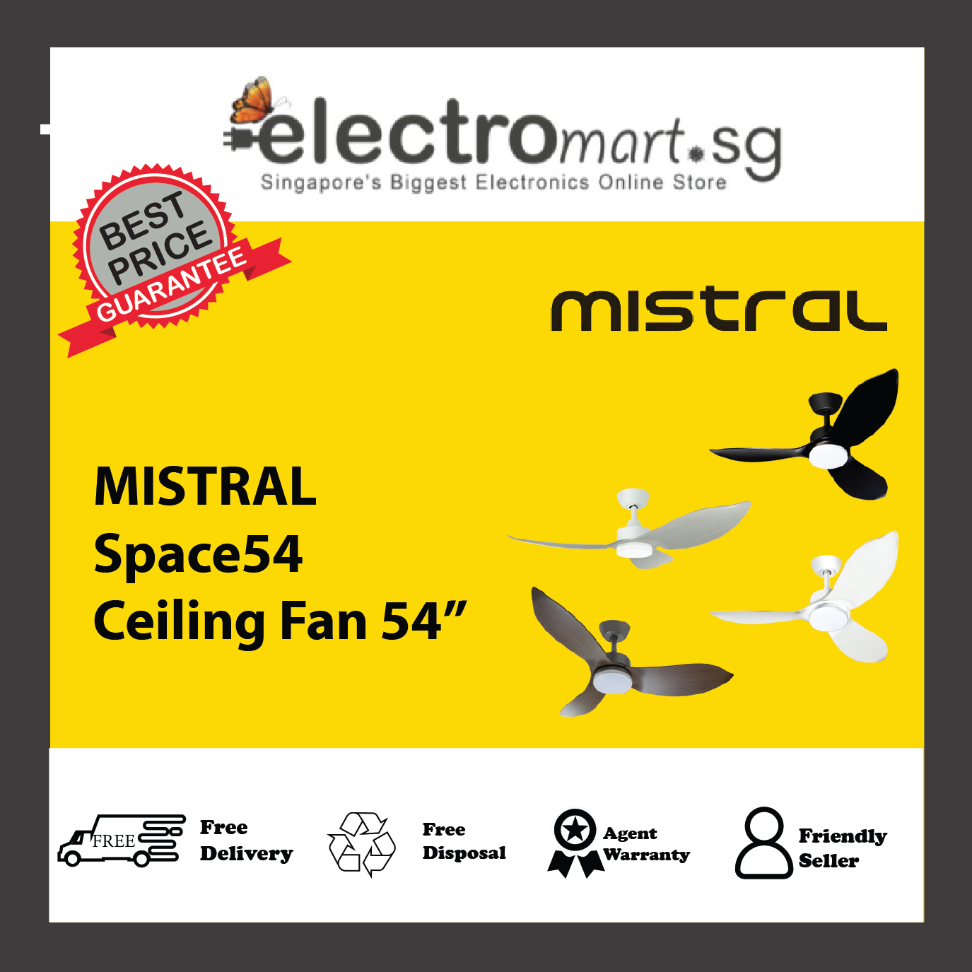 MISTRAL Space54 Ceiling Fan 54”