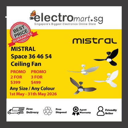(Installation Available) Mistral Ceiling Fan Space 36 / 46 / 54 PROMO 1st May - 31st May 2026