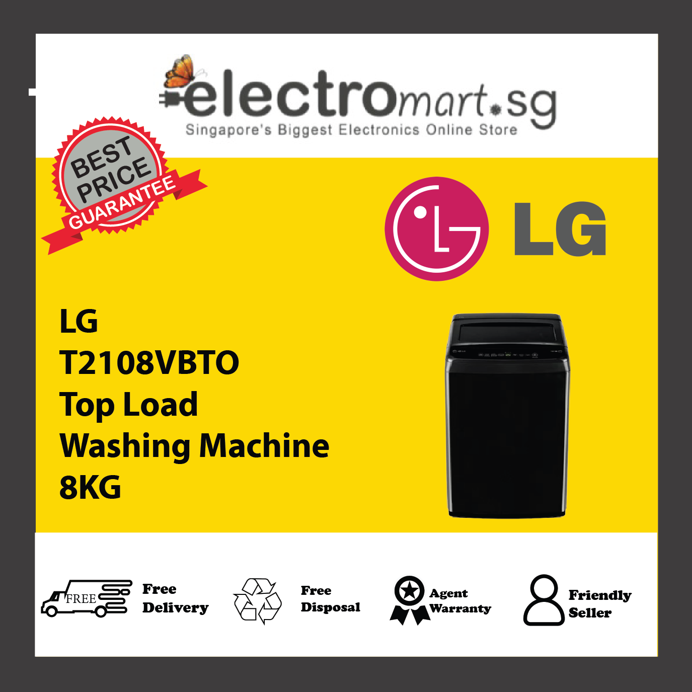 LG T2108VBTO Top Load Washing Machine 8KG