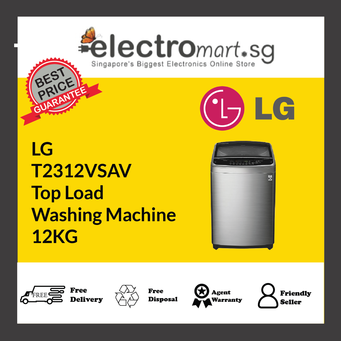 LG T2312VSAV Top Load Washer 12kg