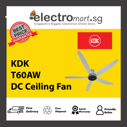 KDK T60AW 5-Blades Remote Control DC Ceiling Fan with Temperature Sensor (150cm)