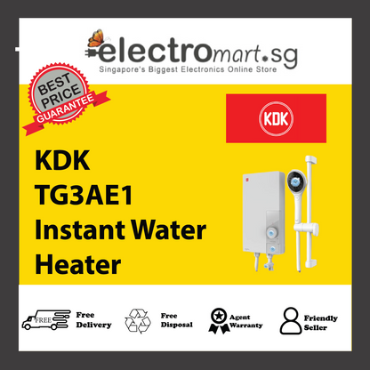 KDK TG3AE1 Instant Water Heater with Iconic Corner Control
