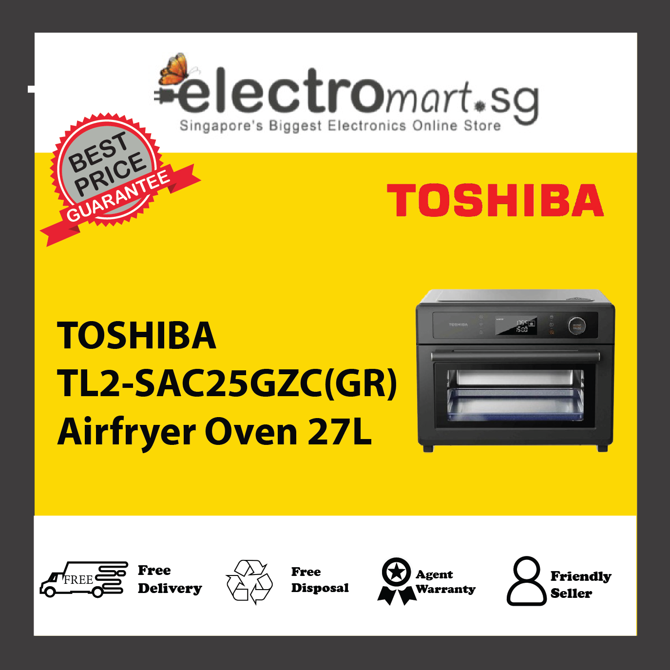 TOSHIBA TL2-SAC25GZC(GR) Airfryer Oven 27L