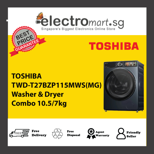 TOSHIBA TWD-T27BZP115MWS(MG) Washer & Dryer  Combo 10.5/7kg