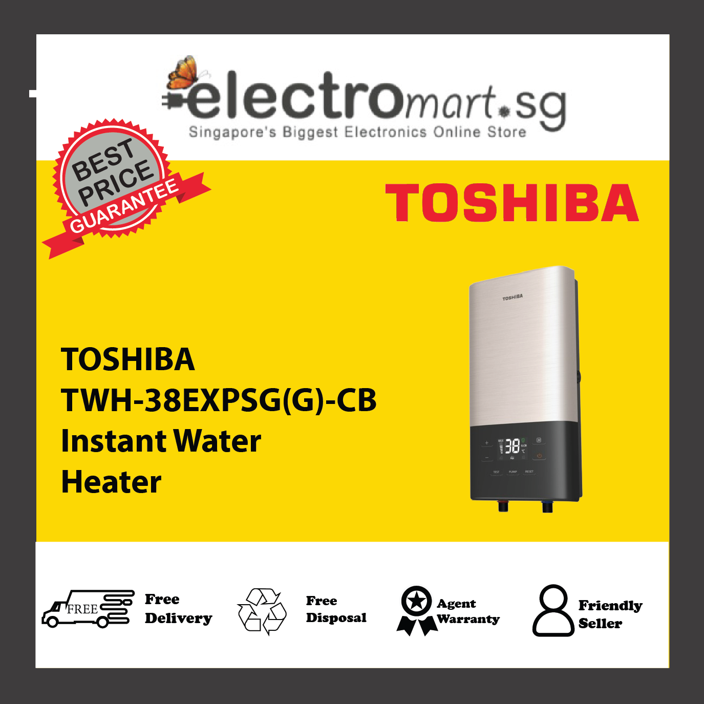 TOSHIBA TWH-38EXPSG(G)-CB Instant Water Heater