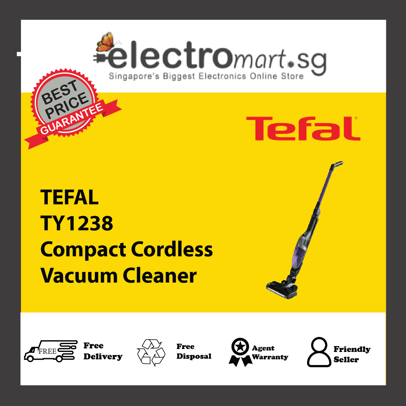 TEFAL TY1238 Compact Cordless Vacuum Cleaner