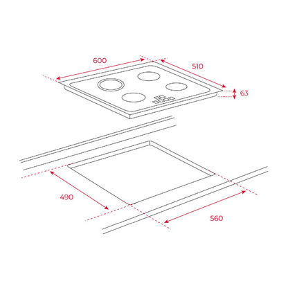 TEKA TZ 6315 60cm 3-Zone Vitroceramic Hob
