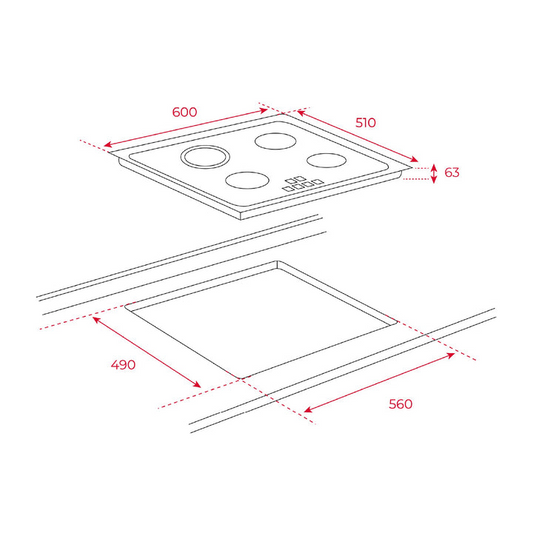 TEKA TZ 6315 60cm 3-Zone Vitroceramic Hob