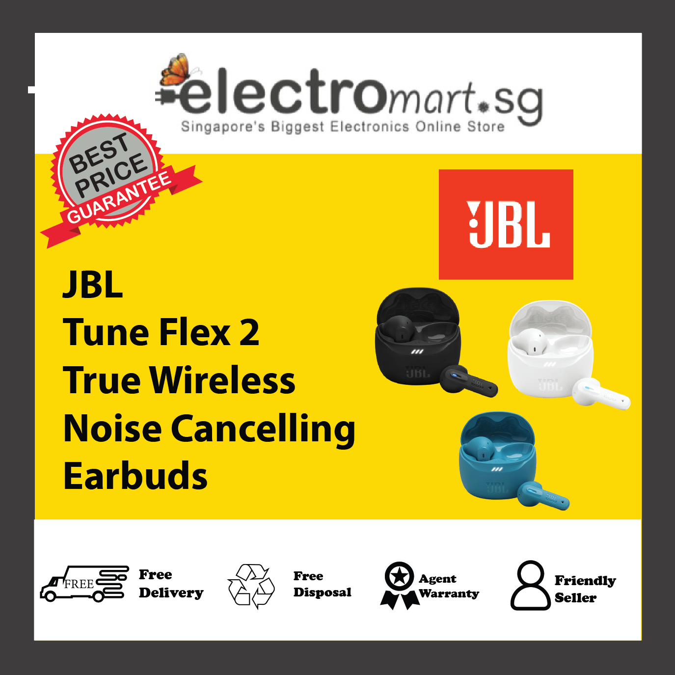 JBL Tune Flex 2 True Wireless Noise Cancelling Earbuds