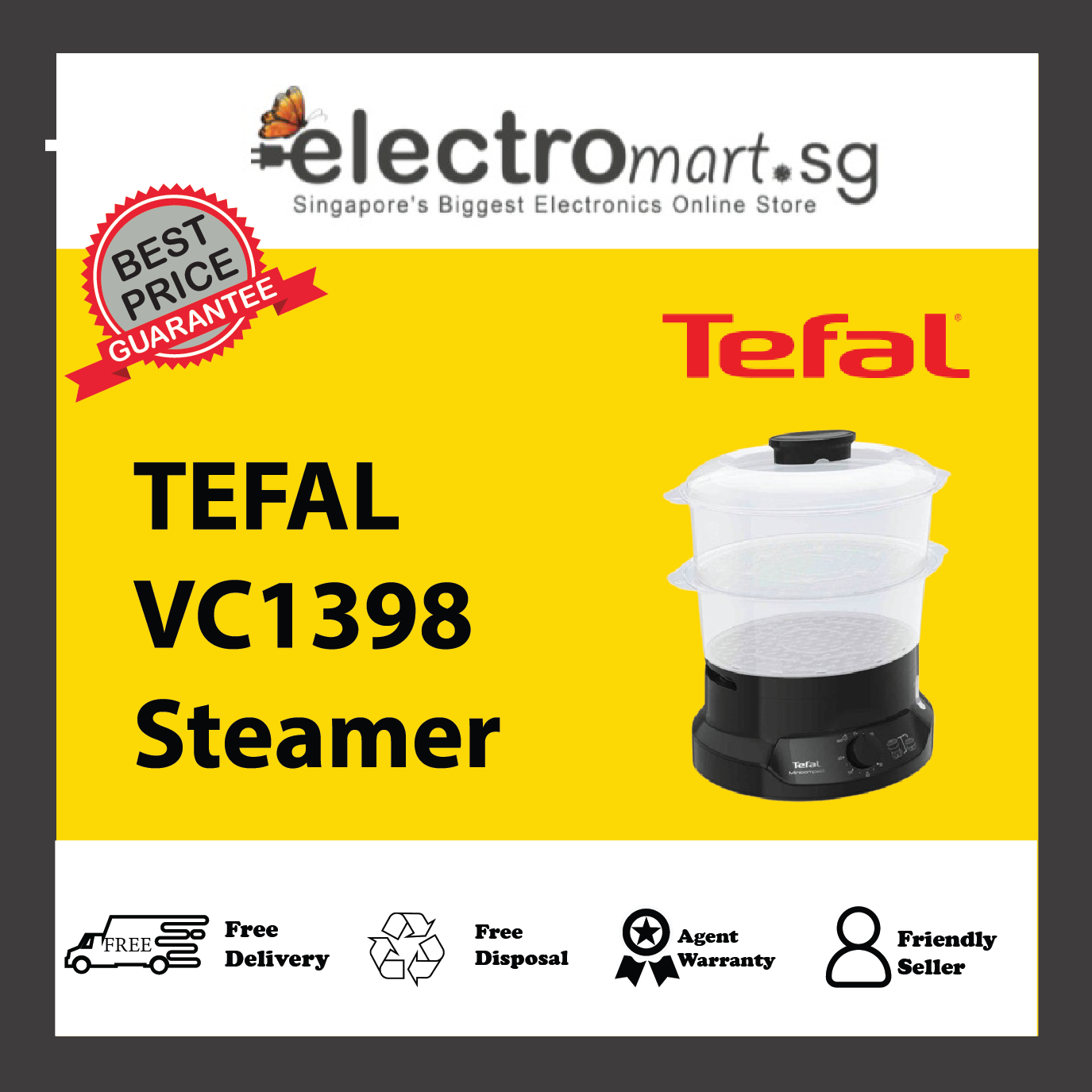 TEFAL VC1398 Mini Compact Food Steamer