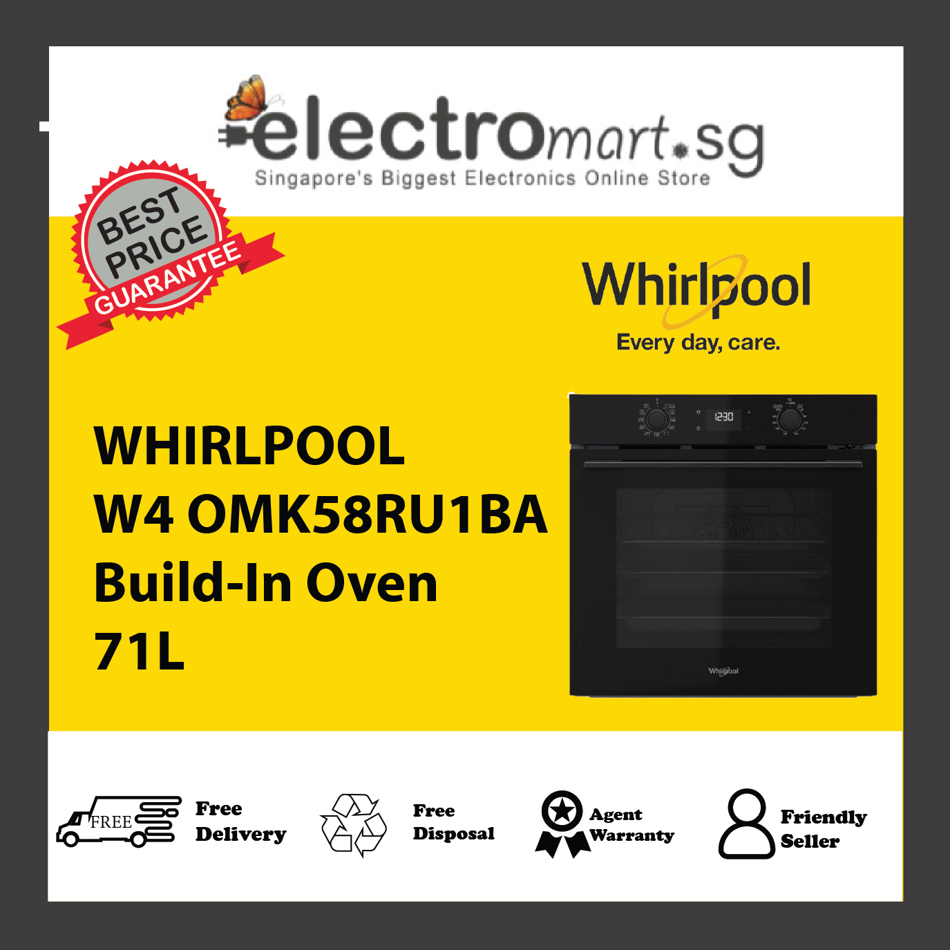 WHIRLPOOL W4 OMK58RU1BA Build-In Oven 71L