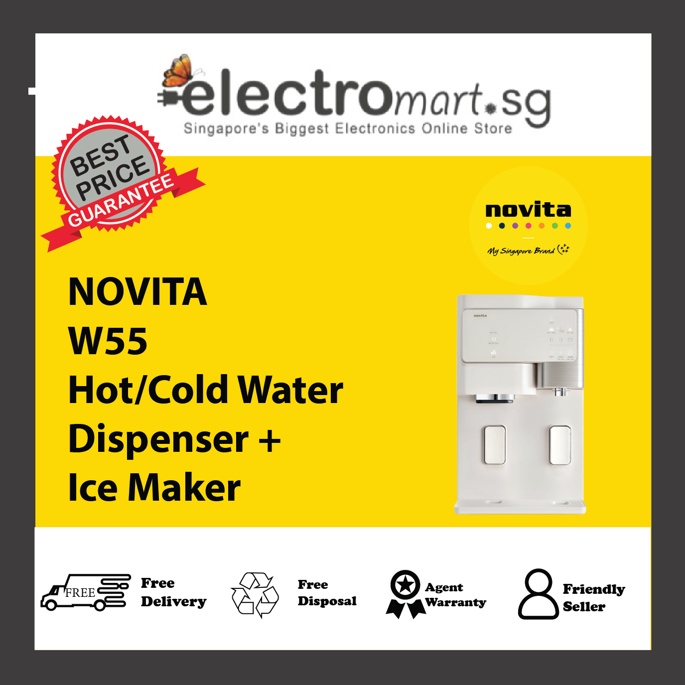 NOVITA W55 The Glacier Hot/Cold Water Dispenser + Ice Maker