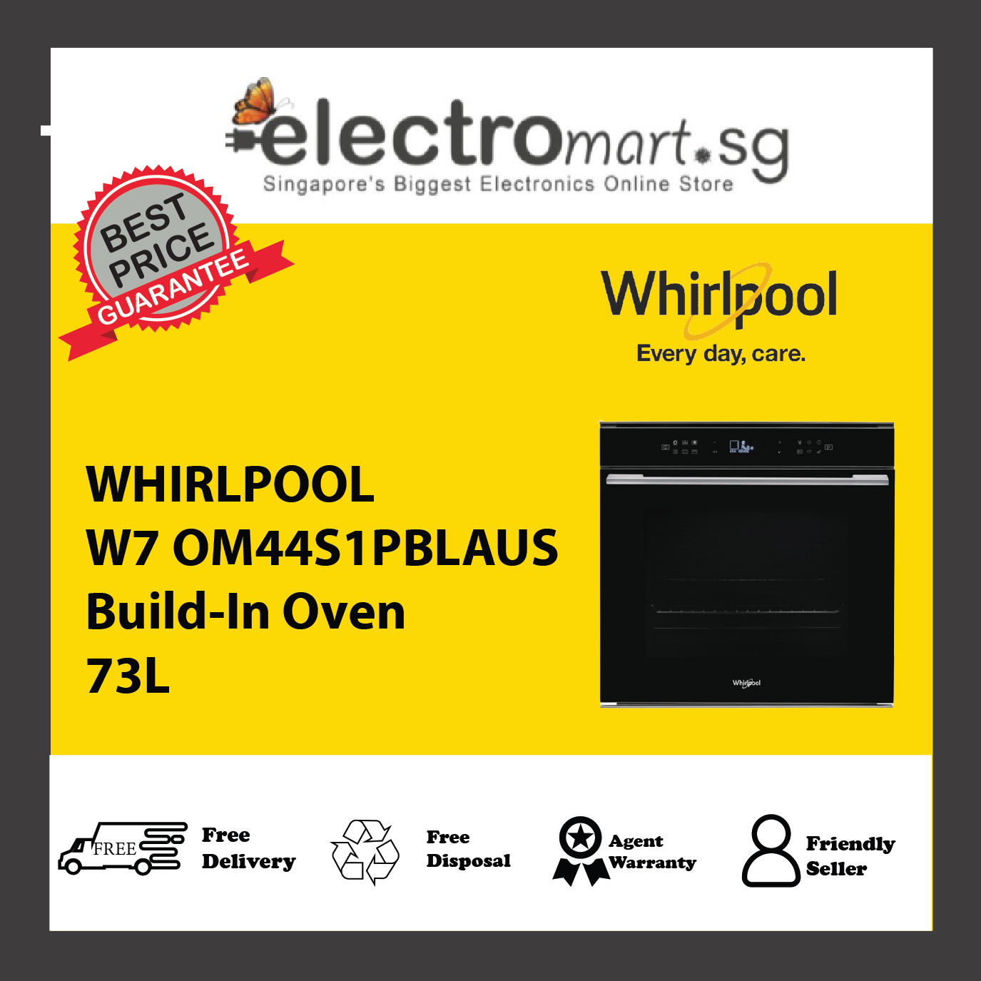 WHIRLPOOL W7 OM44S1PBLAUS Build-In Oven 73L