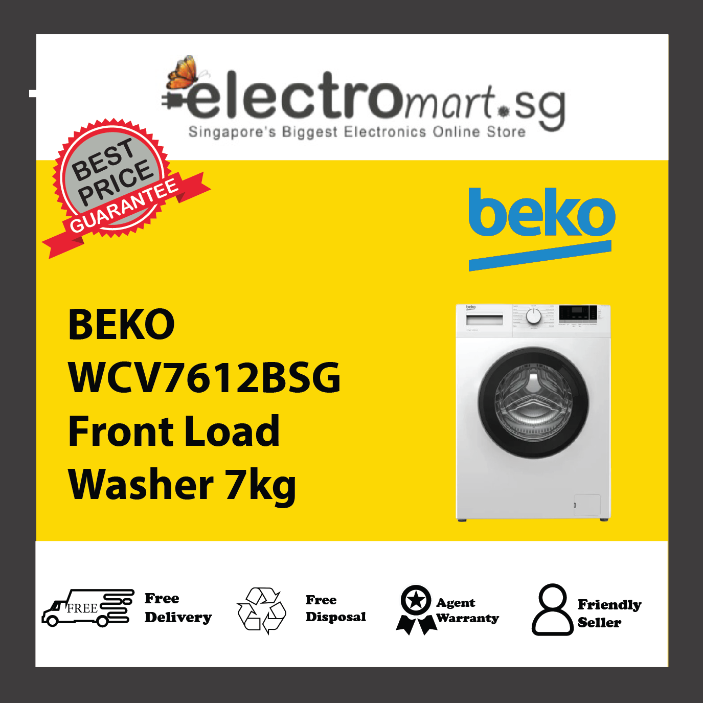 BEKO WCV7612BSG Front Load Washer 7kg