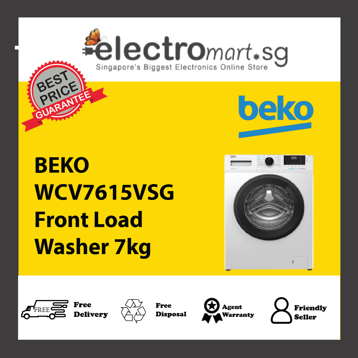 BEKO WCV7615VSG Front Load Washer 7kg