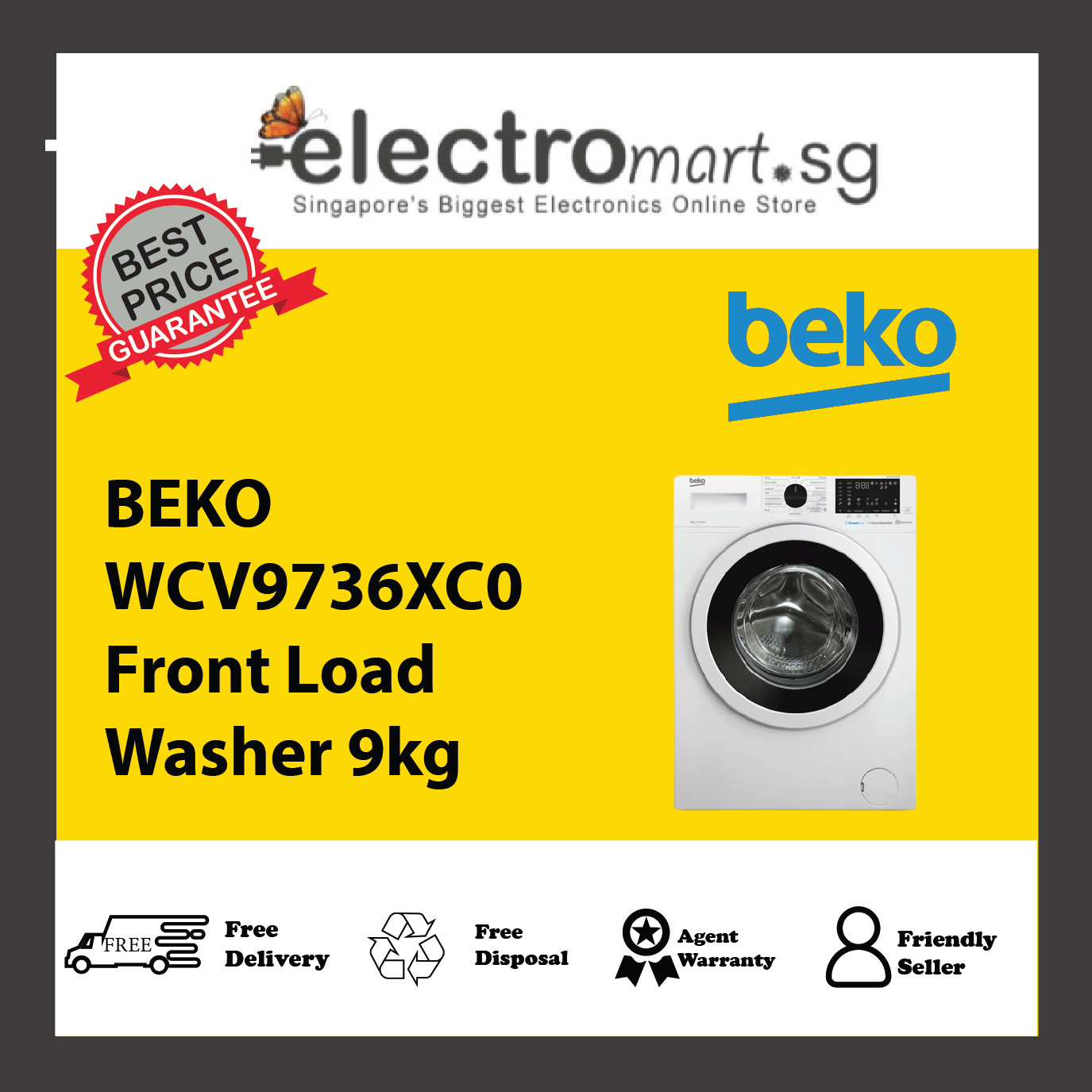 BEKO WCV9736XC0 Front Load Washer 9kg