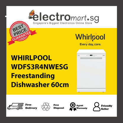 WHIRLPOOL WDFS3R4NWESG Freestanding Dishwasher 60cm