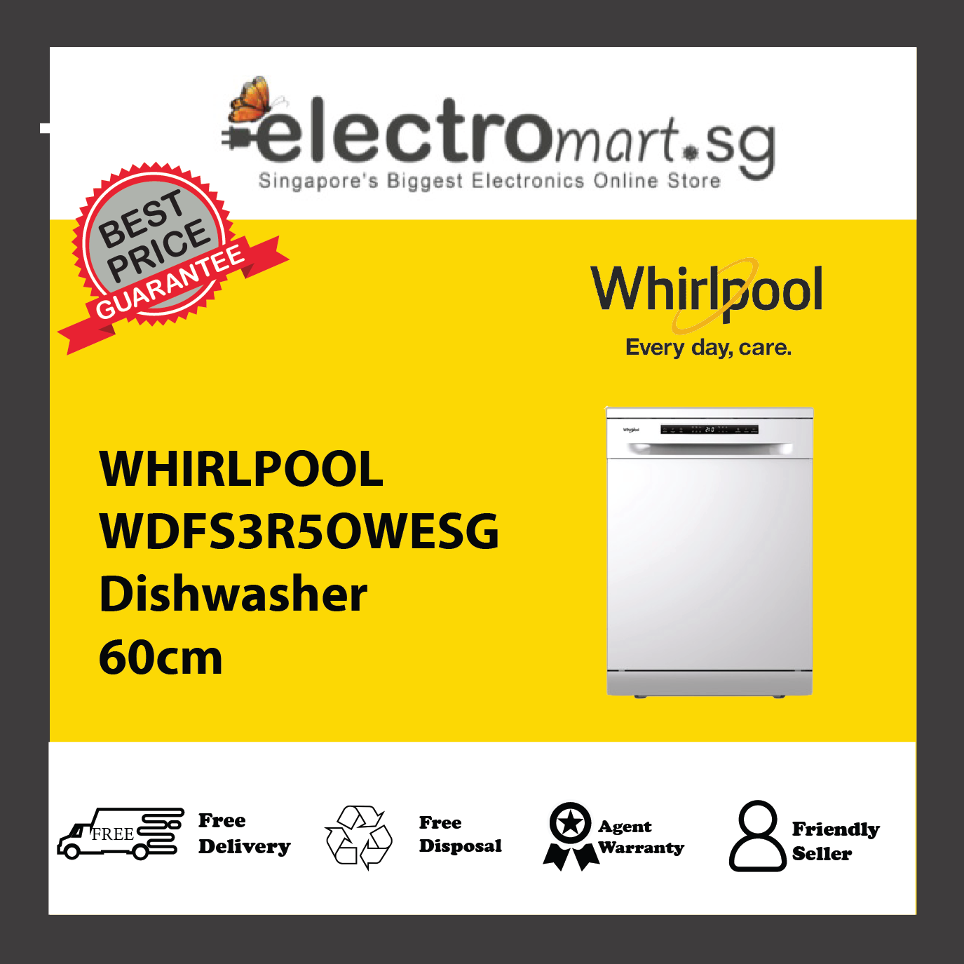 WHIRLPOOL WDFS3R5OWESG Dishwasher 60cm