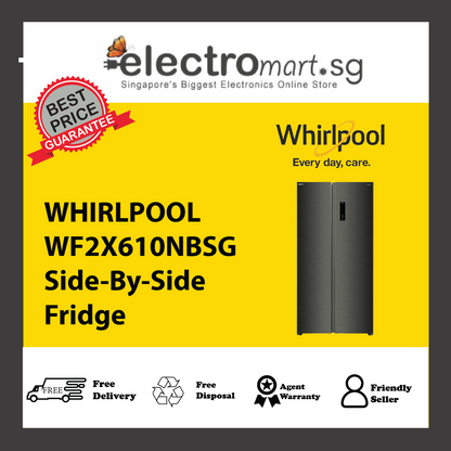 WHIRLPOOL WF2X610NBSG Side-By-Side Fridge 610L