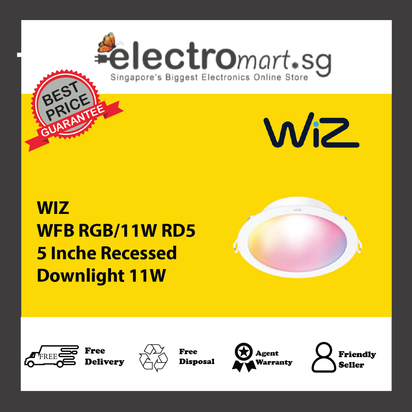 WIZ WFB RGB/11W RD5 5 Inche Recessed Downlight 11W