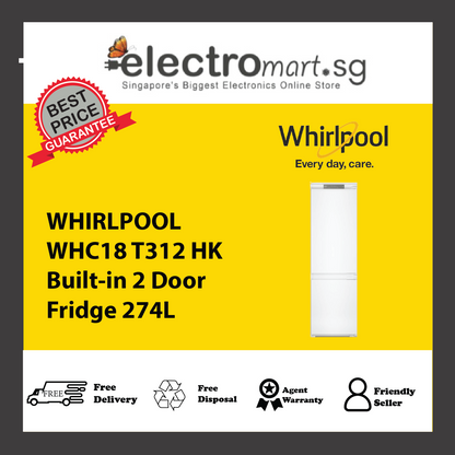 WHIRLPOOL WHC18 T312 HK Built-in 2 Door Fridge 274L