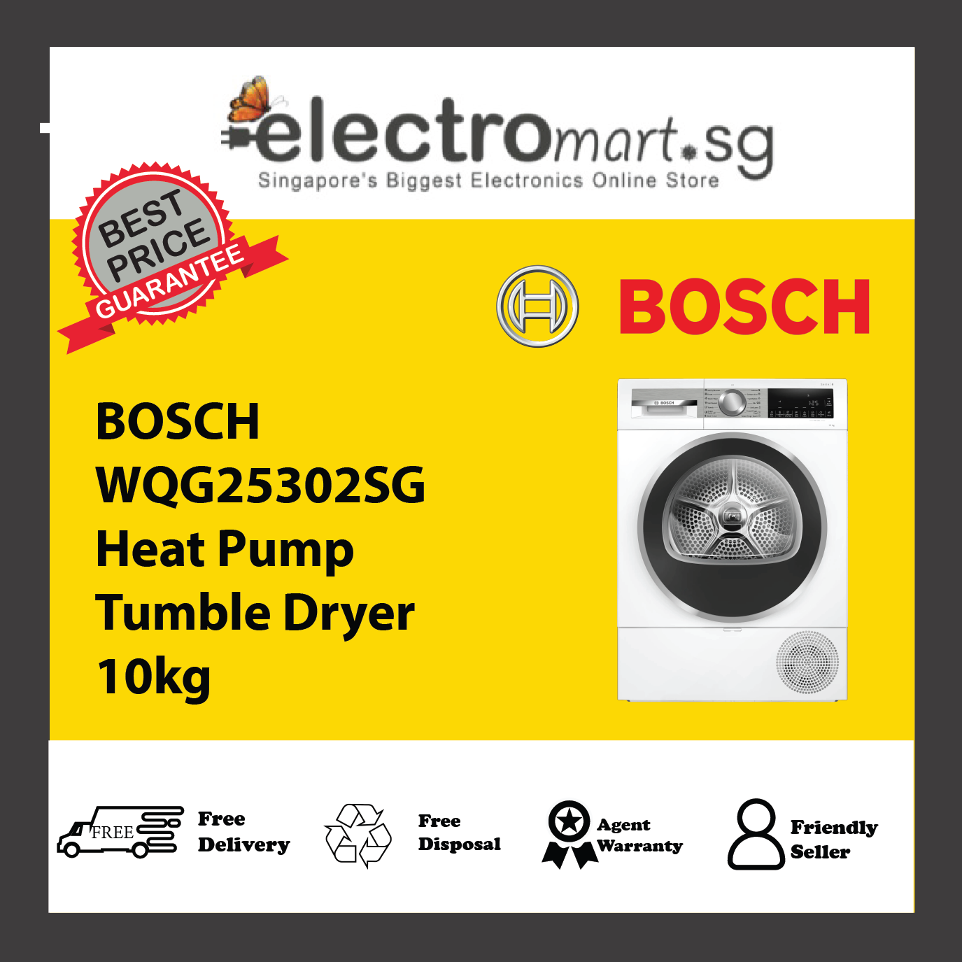 BOSCH WQG25302SG Heat Pump Tumble Dryer 10kg