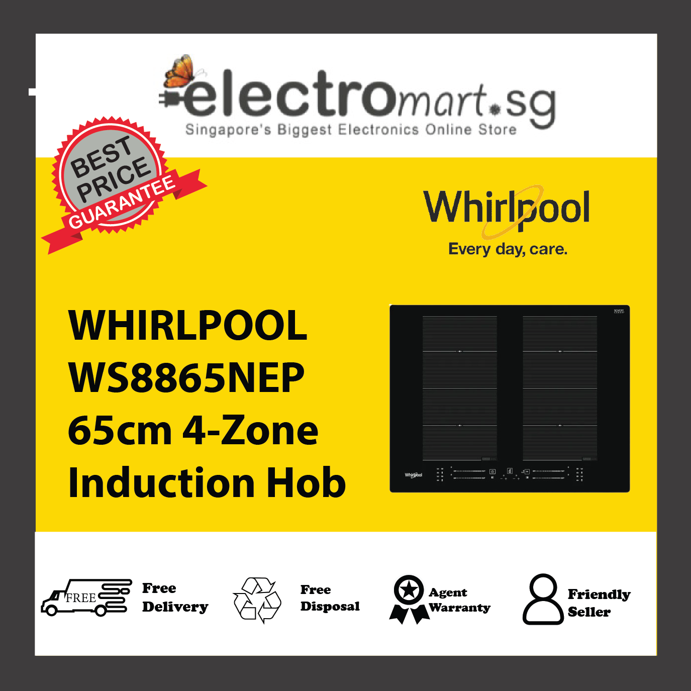 WHIRLPOOL WS8865NEP 65cm 4-Zone Induction Hob