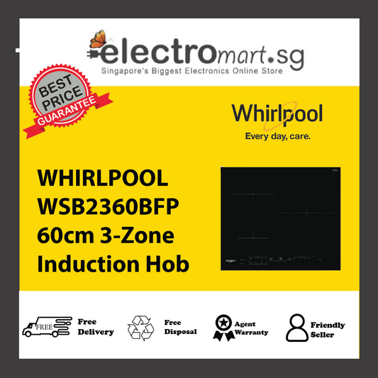 WHIRLPOOL WSB2360BFP 60cm 3-Zone Induction Hob