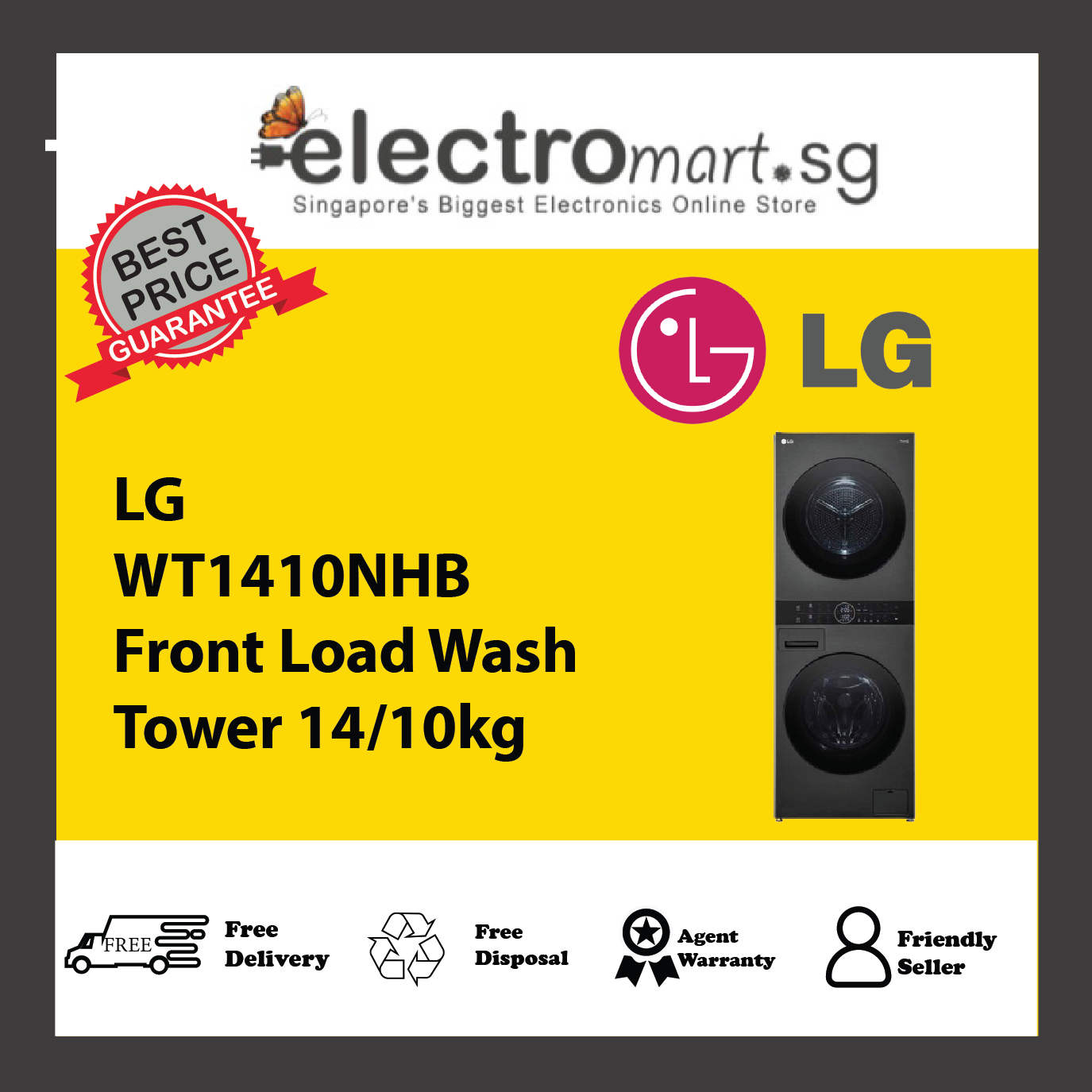 LG WT1410NHB Front Load Wash Tower 14/10kg