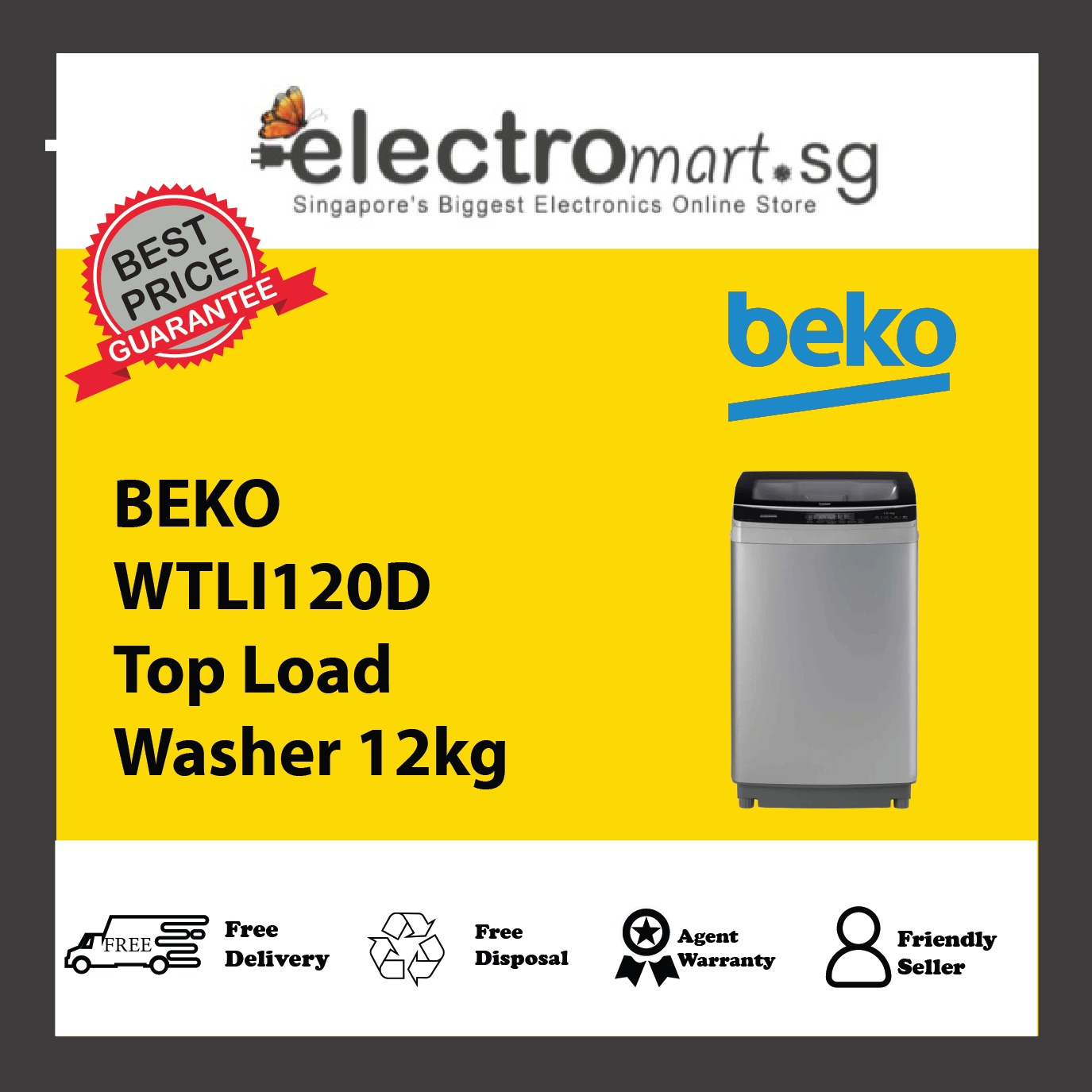 BEKO WTLI120D Top Load Washer 12kg