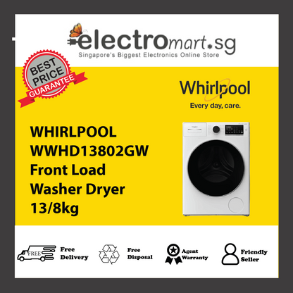 WHIRLPOOL WWHD13802GW Front Load Washer Dryer 13/8kg