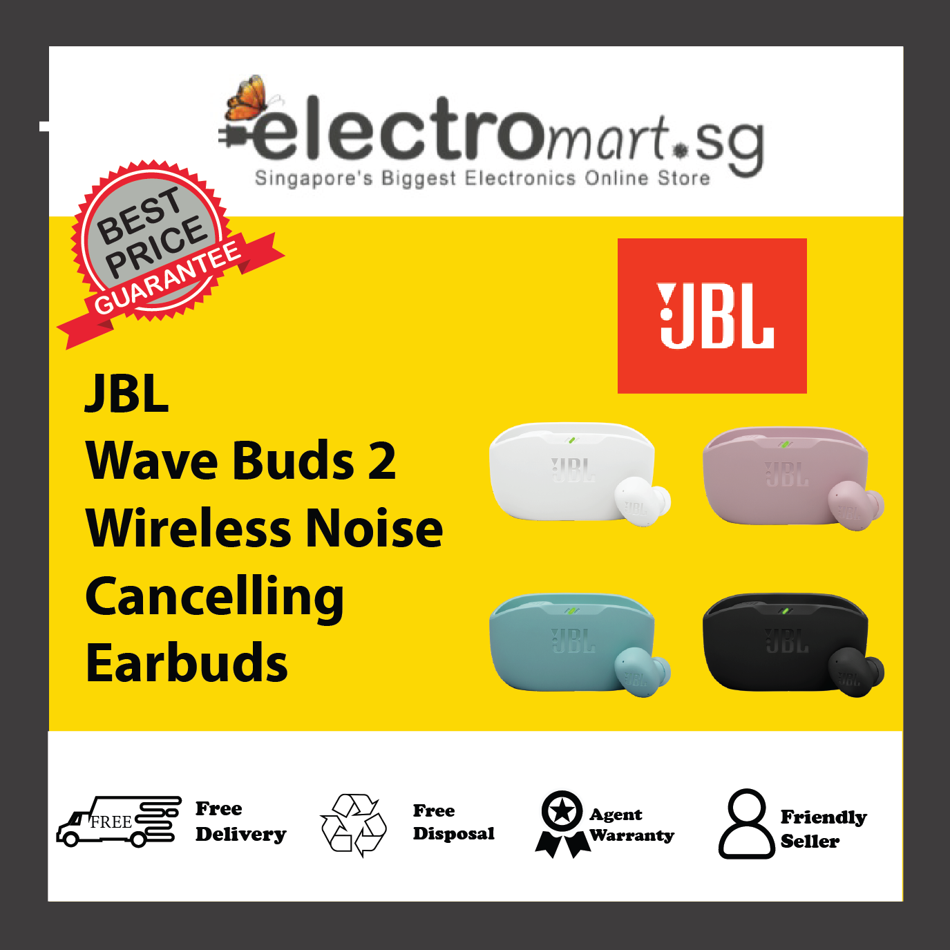JBL Wave Buds 2 Wireless Noise Cancelling Earbuds