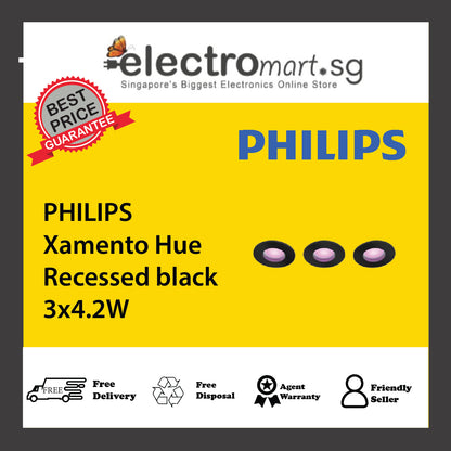 PHILIPS Xamento Hue Recessed black 3x4.2W