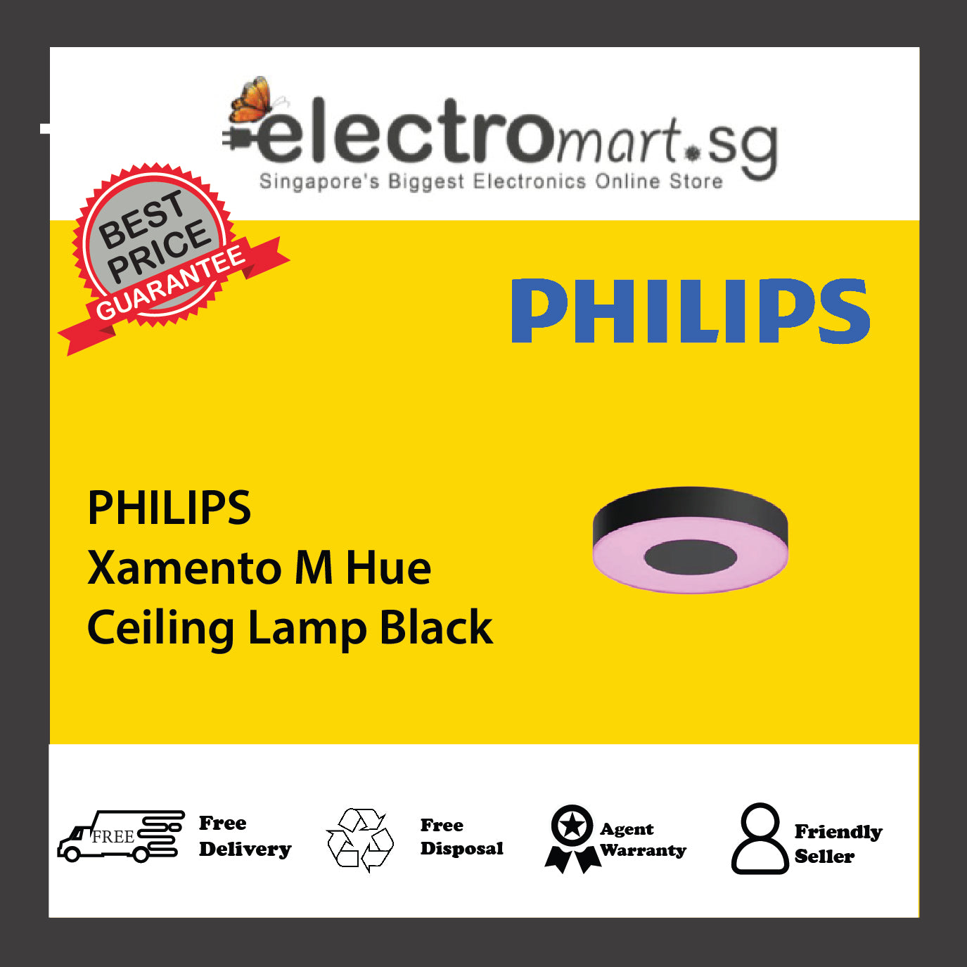 PHILIPS Xamento M Hue Ceiling Lamp Black