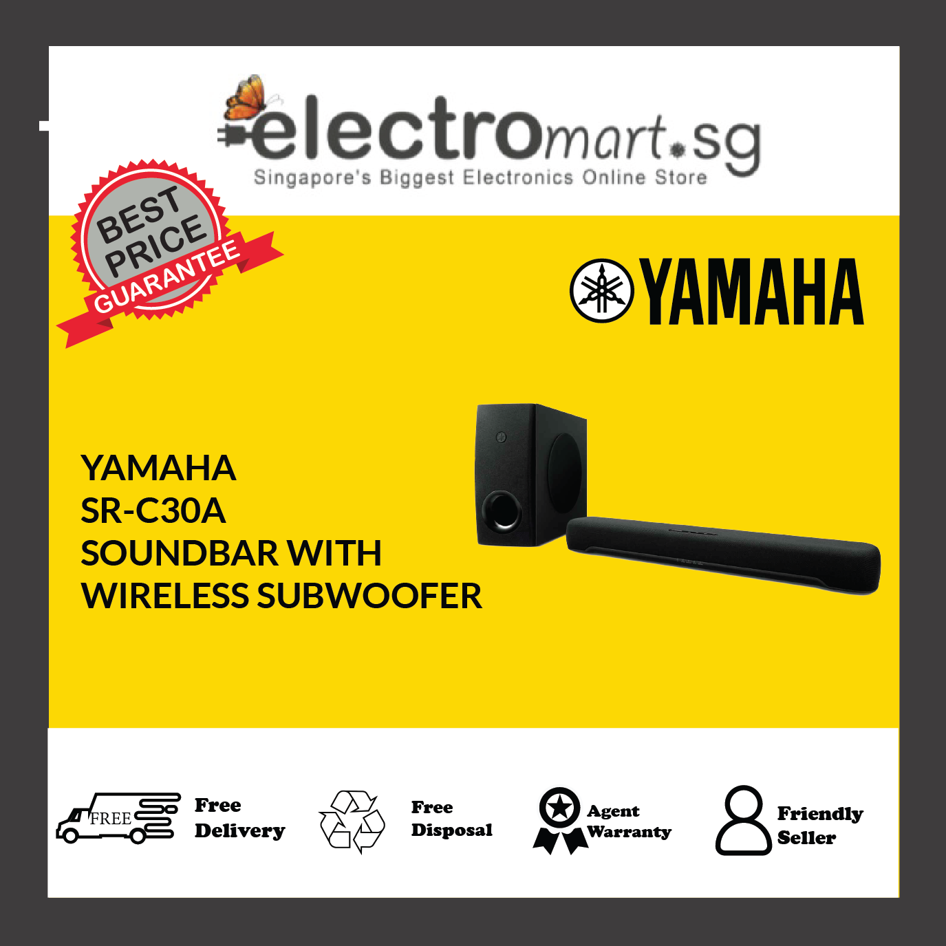 YAMAHA SR-C30A SOUNDBAR WITH  WIRELESS SUBWOOFER