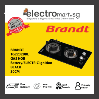 BRANDT TG2232BBL Battery/electric Ignition Gas Hob (30cm)(Black)