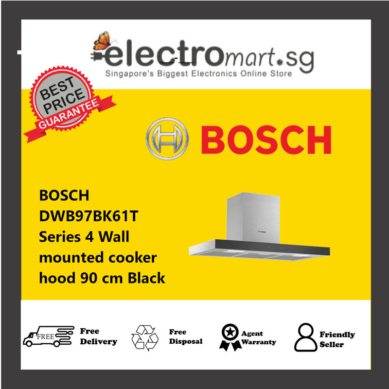 BOSCH DWB97BK61T Series 4 Wall mounted cooker hood 90 cm Black