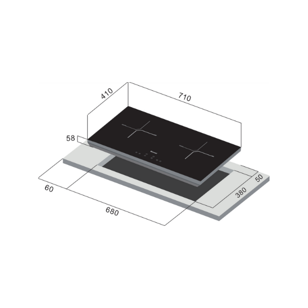 RINNAI RB-7012H-CB 2-ZONE INDUCTION HOB 70cm