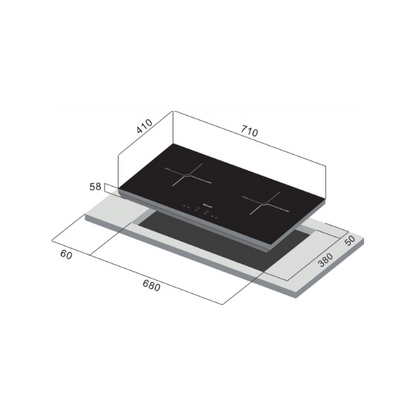 RINNAI RB-7012H-CB 2-ZONE INDUCTION HOB 70cm