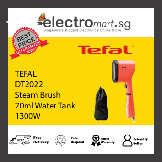 TEFAL DT2022 Pure Pop Steam Brush | 1300W | 70ml Water Tank | Removes up to 99.99% of Viruses/Bacteria/Germs | Fast Heating | 20g/min Continuous Steam Release | Coral Red/Black