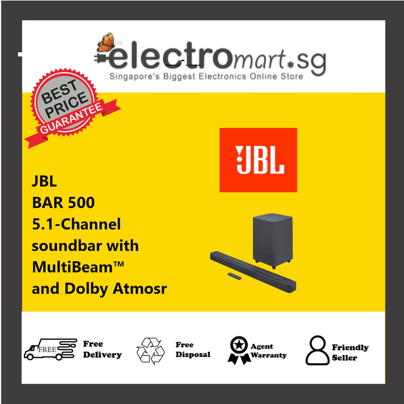 JBL Bar 500: 5.1-Channel soundbar with MultiBeam™ and Dolby Atmos®, Black