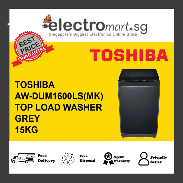 TOSHIBA AW-DUM1600LS(MK) 15kg Top Load Washing Machine - Grey