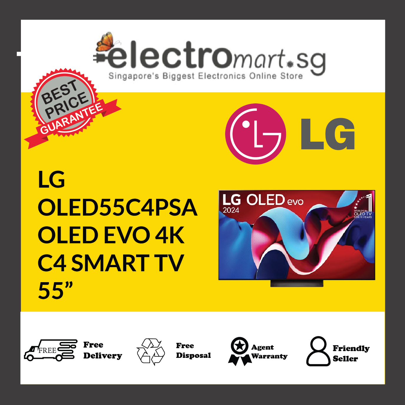 LG OLED55C4PSA OLED EVO 4K C4 SMART TV 55”