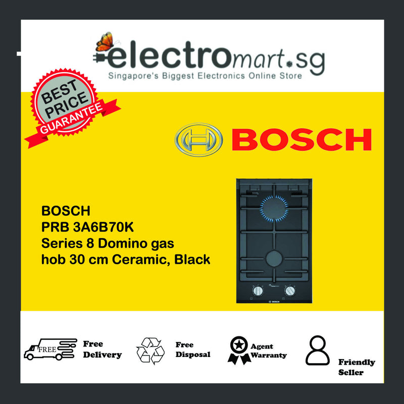 BOSCH PRB 3A6B70K Series 8 Domino gas  hob 30 cm Ceramic, Black