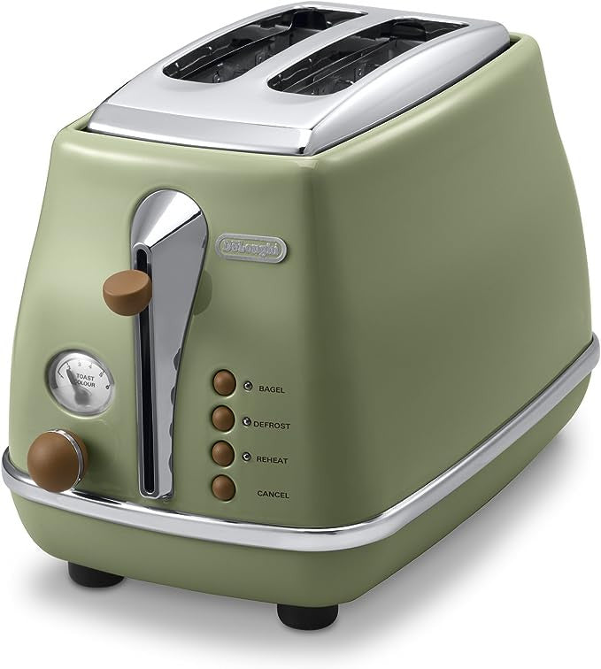 Delonghi CTOV2003 BK/BG/GR Vintage 2-Slice  Toaster with Lid