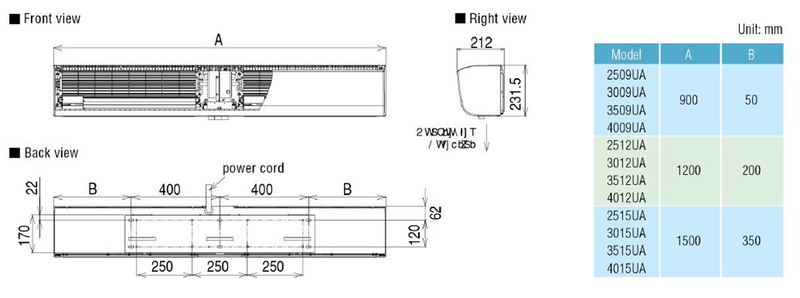 KDK 4012UA 1,200 mm (4 ft) Air Curtain
