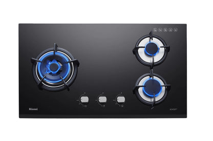 RINNAI RB-73TG 3 Burner Built-In Schott Glass (Black) Top Plate