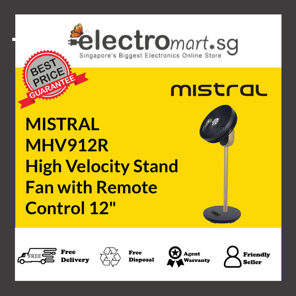 Mistral MHV912R 12" High Velocity Stand Fan with Remote Control