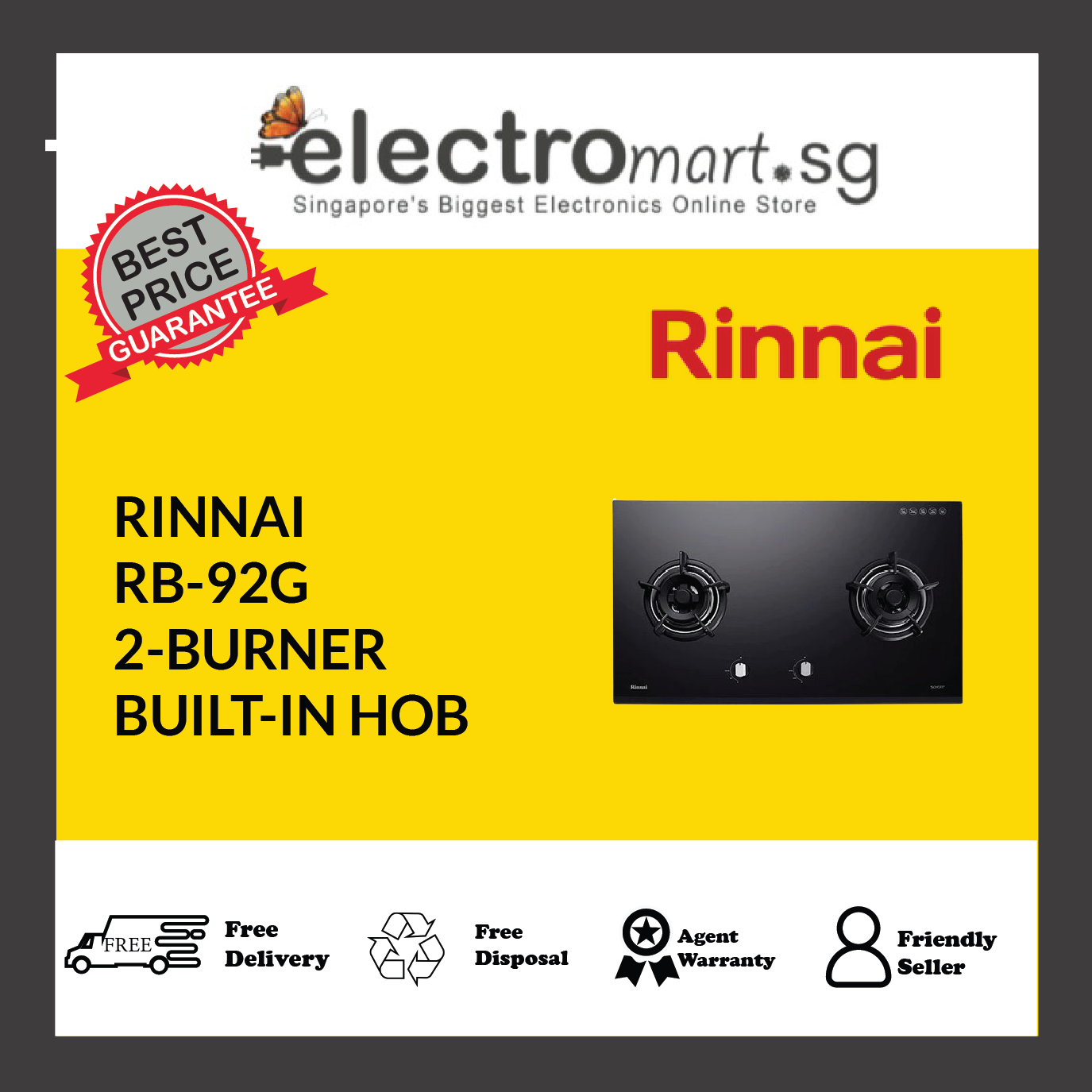 RINNAI RB-92G 2-BURNER BUILT-IN HOB