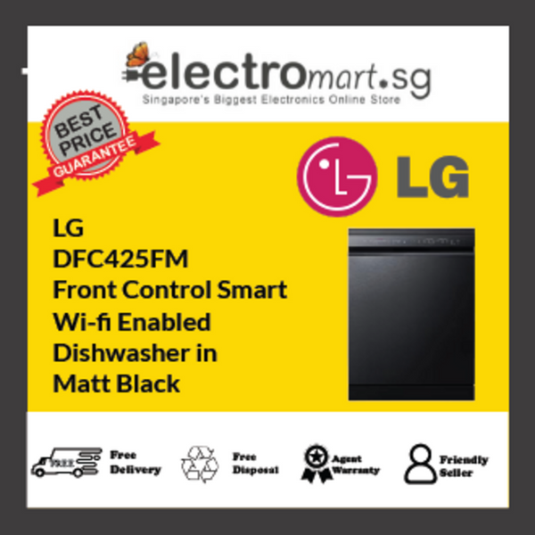 LG DFC425FM Front Control Smart  Wi-fi Enabled  Dishwasher in  Matt Black